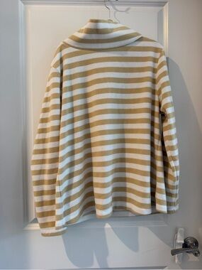 Dudley Stephens Cream and Tan Striped Funnel Neck Sweater